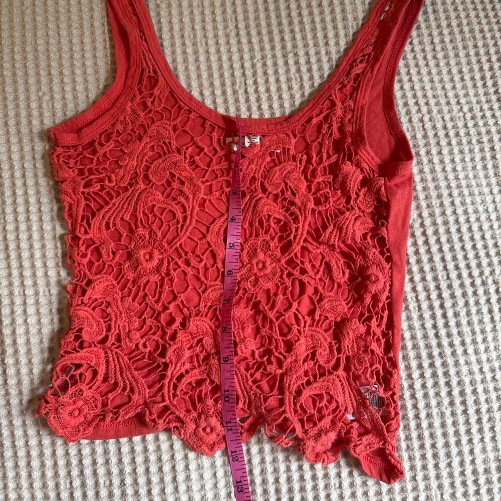 Vintage Y2K Aeropostale Coral Pink Crochet Lace Crop Tank - Picture 5 of 5